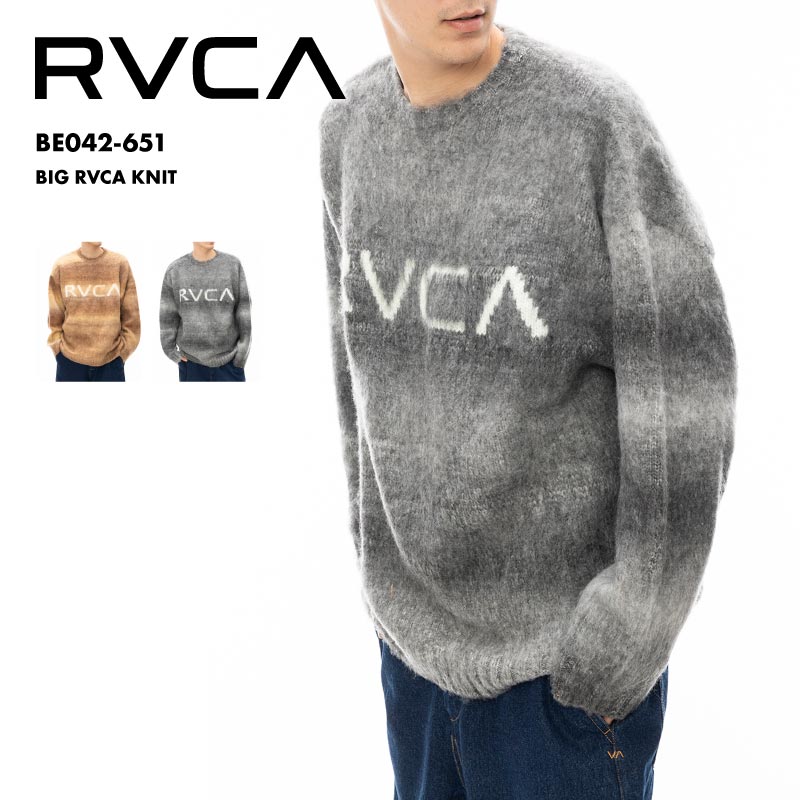 RVCA/ルーカ メンズ セーター BIG RVCA KNIT 2024 FALL＆WINTER BE042-651繊細なシャギー素材を使用したクルーネックセーター。ボーダー調のボディー前面に、RVC